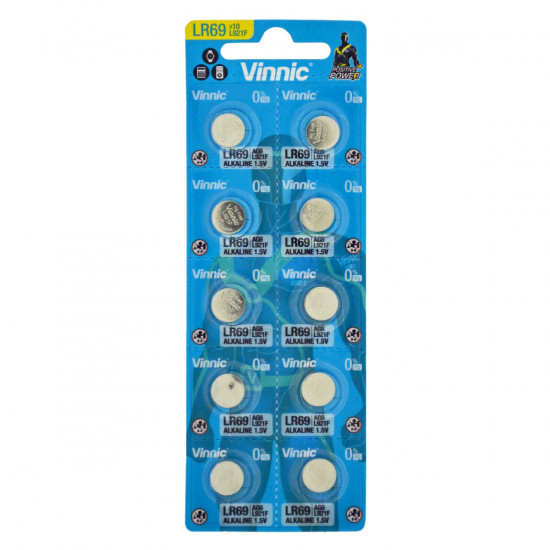 Buttoncell Vinnic L921F AG6 LR69 Τεμ. 10 με Διάτρητη Συσκευασία 30549
