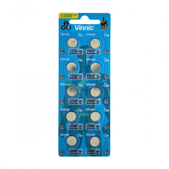 Buttoncell Vinnic L936 AG9 Τεμ. 10 με Διάτρητη Συσκευασία 29305