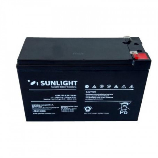Μπαταρία Sunlight VRLA AGM (12V 12Ah) 3.45kg 151mm x 95mm x 94mm 39307