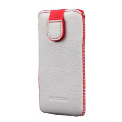 Θήκη Protect Ancus για Apple iPhone SE 5 5S 5C Nokia 105 TA-1174 και Huawei Y360 Old Leather Λευκή με Κόκκινη Ραφή 02421
