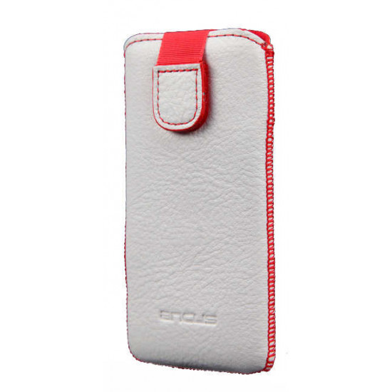 Θήκη Protect Ancus για Apple iPhone SE 5 5S 5C Nokia 105 TA-1174 και Huawei Y360 Old Leather Λευκή με Κόκκινη Ραφή 02421