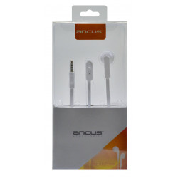 Hands Free Ancus Zeno Mono 3.5mm για Apple-Samsung-HTC-Sony Λευκό με Καλώδιο Πλακέ και Πλήκτρο Απάντησης 09683