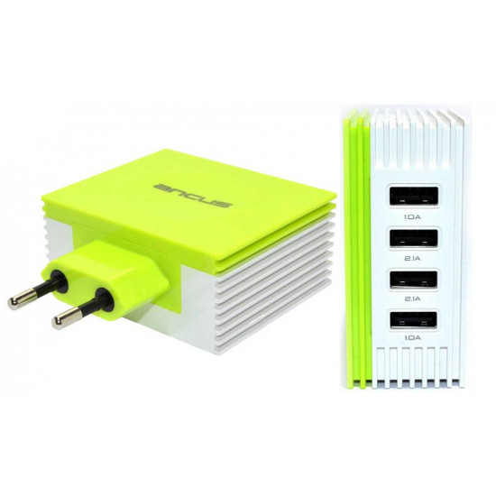 Φορτιστής Ταξιδίου Ancus Multi Charger 4 Usb 4.2A Λευκό - Πράσινο 14779