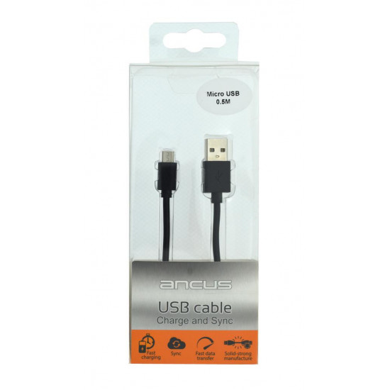 Καλώδιο σύνδεσης Ancus USB AM σε Micro USB B Μαύρο 0.5m 26167
