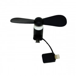 Micro USB Mini Fan Ancus Μαύρο με επιπλέον Κονέκτορα Lightning 27823