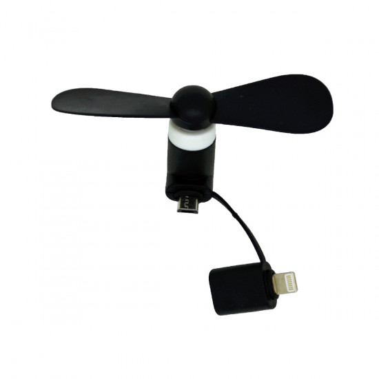 Micro USB Mini Fan Ancus Μαύρο με επιπλέον Κονέκτορα Lightning 27823