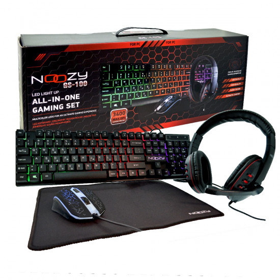 Gaming Set Noozy GS-100 που αποτελείται από Gaming Ακουστικά με Μικρόφωνο, 4D Ποντίκι, LED Πληκτρολόγιο και Mousepad 28713