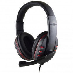 Ακουστικά Stereo Noozy GH-35 διπλού κονέκτορα 3.5mm για Gamers με Μικρόφωνο και Ρύθμιση Έντασης Ήχου Μαύρα-Κόκκινα 28714