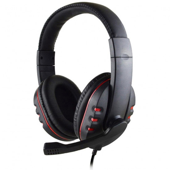 Ακουστικά Stereo Noozy GH-35 διπλού κονέκτορα 3.5mm για Gamers με Μικρόφωνο και Ρύθμιση Έντασης Ήχου Μαύρα-Κόκκινα 28714