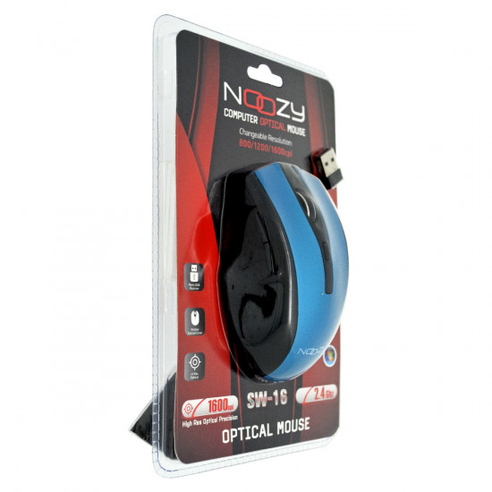 Ασύρματο Ποντίκι Noozy SW-16 USB 6D 2.4GHz με 6 Πλήκτρα και 1600DPI Μαύρο-Μπλε 28722