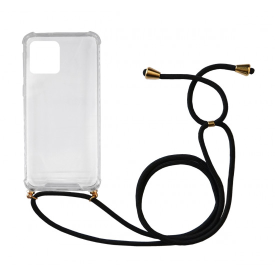 Θήκη Ancus Crossbody για Apple iPhone 12 / iPhone 12 Pro Διάφανη με Κορδόνι Μαύρο 28961