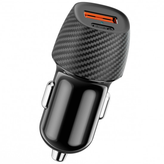 Φορτιστής Αυτοκινήτου Ancus Pulse D62 Dual USB-C PD 20W και USB QC 3.0A 18W Μαύρο 34230