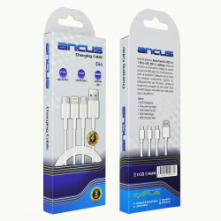 Καλώδιο Σύνδεσης και Φόρτισης Ancus Flow E44 USB 3 σε 1 Micro-USB, USB-C, Lightning 3.0A Λευκό 1m 34231