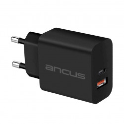 Φορτιστής Ταξιδίου Switching Ancus Supreme Series C70D Dual Fast Charge με USB/USB-C Έξοδο QC3.0 PD 30W Μαύρο 35083