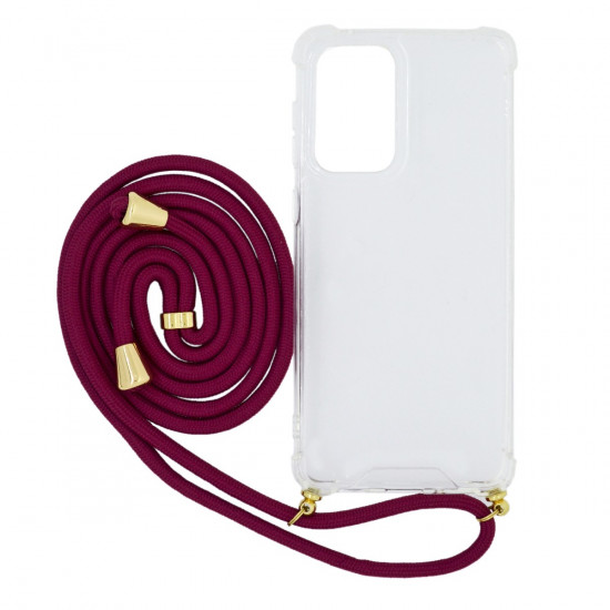 Θήκη Ancus Crossbody για Samsung SM-A336B Galaxy A33 5G Διάφανη με Κορδόνι Μπορντό 36544