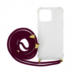 Θήκη Ancus Crossbody για Apple iPhone 14 Pro Διάφανη με Κορδόνι Μπορντώ 38645