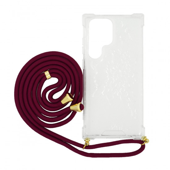 Θήκη Ancus Crossbody για Samsung SM-S918B Galaxy S23 Ultra 5G με Κορδόνι Μπορντώ 38984