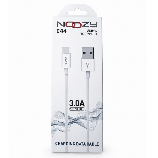 Καλώδιο Σύνδεσης και Φόρτισης Noozy Flow E44 USB σε USB-C 3.0A Λευκό 1m 47200