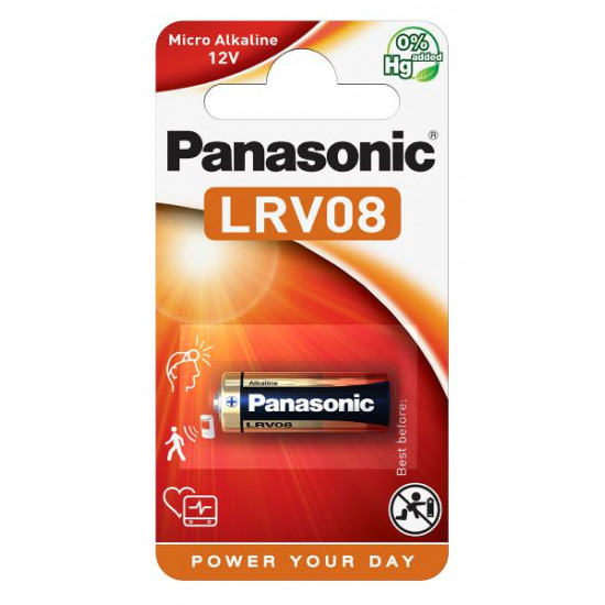Μπαταρία Αλκαλική Panasonic LRV08 23A, 23GA, A23, E23A, GP23A, K23A, L1028, LR23A, LRV08, LRVO8, MN21, MS21, V23, V23GA, VR22 12V Τεμ. 1 24291