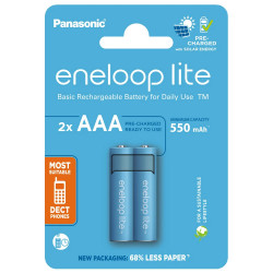 Μπαταρία Επαναφορτιζόμενη Panasonic Eneloop lite BK-4LCCE/2CP 550 mAh size AAA Ni-MH 1.2V Τεμ. 2 Eco Pack 50075