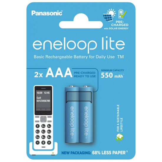 Μπαταρία Επαναφορτιζόμενη Panasonic Eneloop Lite BK-4LCCE/2CP 550 mAh size AAA Ni-MH 1.2V Τεμ. 2 Eco Pack 38319