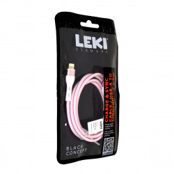 Καλώδιο Σύνδεσης και Φόρτισης Leki Black Concept USB-A σε Lightning Braided Ροζ 1m 46987