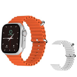 Smartwatch Maxcom Ecowatch 2 1.95” 230mAh IP67 με Δυνατότητα Κλήσεων με Ασημί και Πορτοκαλί Λουράκια 40834