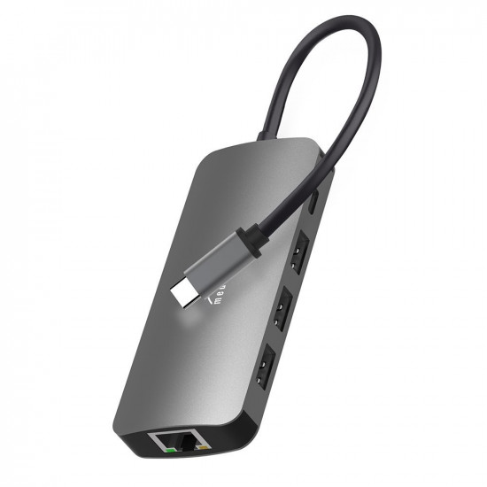 Hub Media-Tech MT5044 8 σε 1 USB-C με 3xUSB 3.0, USB-C PD, HDMI, RJ45, SD και Micro SD Θύρες Γκρι 31100