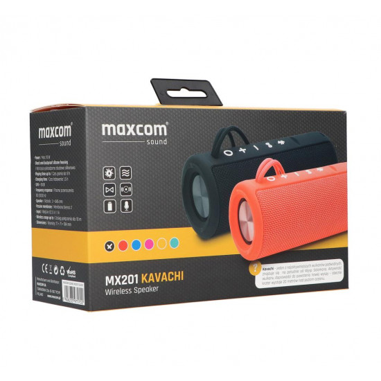 Φορητό Αδιάβροχο Ηχείο Bluetooth Maxcom Kavachi MX201 TWS 2x5W Μαύρο IP66 10h Αναπαραγωγής 27032