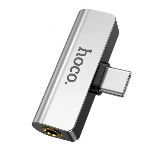 Αντάπτορας Hoco LS26 2 σε 1 USB-C σε USB-C και 3.5mm 1.5A Ασημί 25088