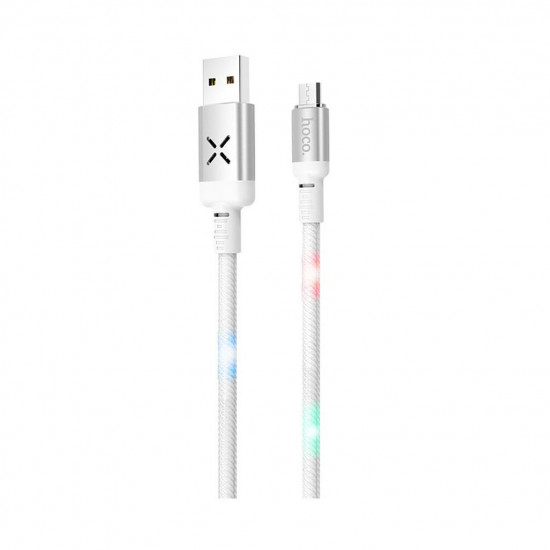 Καλώδιο σύνδεσης Hoco U63 Spirit USB σε Micro-USB 2.4A και Φωτεινές Ενδείξεις με Ηχητικό Αισθητήρα Λευκό 1.2m 27260
