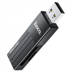 Αναγνώστης Κάρτας Μνήμης Hoco HB20 Mindful 2 σε 1 USB 2.0 έως 480Mbps και 2TB για Micro SD και SD Μαύρος 30853