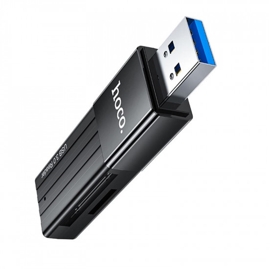 Αναγνώστης Κάρτας Μνήμης Hoco HB20 Mindful 2 σε 1 USB 3.0 έως 5Gbps και 2TB για Micro SD και SD Μαύρος 30849