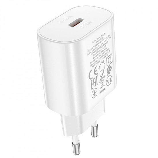 Φορτιστής Ταξιδίου Hoco N22 Jetta USB-C PD25W Small Body Λευκός 37421