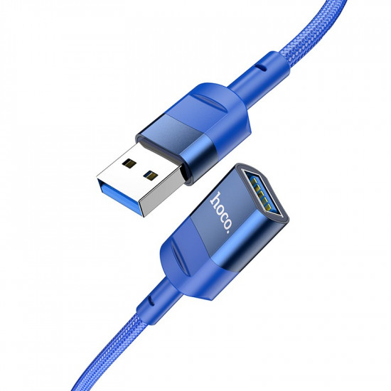 Καλώδιο Προέκτασης Hoco U107 USB Αρσενικό σε USB 3.0 Θηλυκό 3A 5Gbps OTG  Braided Μπλε 1.2m 38011