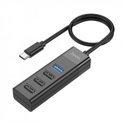 Hub USB-C Hoco HB25 4 in 1 Easy display USB-C σε USB3.0 x 1 και USB2.0 x 3 Μαύρο 35895
