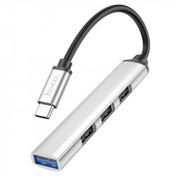 Hub USB-C Hoco HB26 USB3.0+3xUSB2.0 Ασημί 13cm 37434
