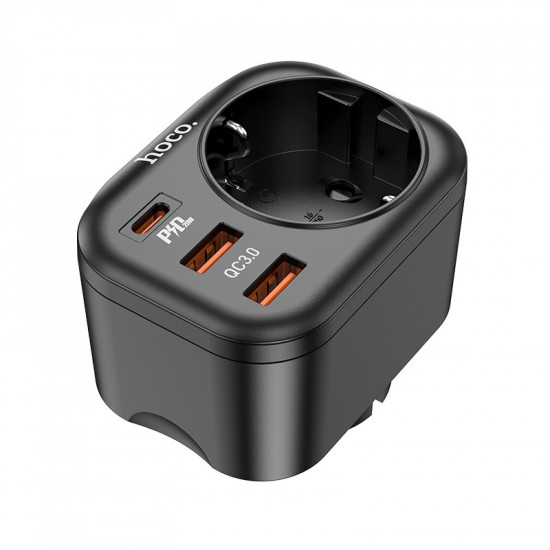 Φορτιστής Hoco NS3 4000W με 1xUSB-C PD20W 18W 2xUSB-A 5V/3A QC3.0 και Θύρα Σούκο Μαύρος 39077