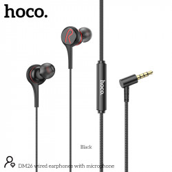 Hands Free Hoco. DM26 Earphones Stereo 3.5mm Ανάγλυφο Καλώδιο με  Elbow Design 1.2m Μαύρα 45840