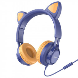 Ακουστικά Stereo Kids Hoco W36 Cat ear με Μικρόφωνο 3.5mm Μπλε 37514