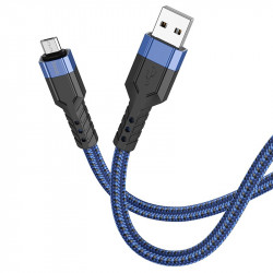 Καλώδιο Σύνδεσης Hoco U110 USB σε Micro-USB 2.4A Υψηλής Αντοχής Braided Μπλε 1.2m 37464