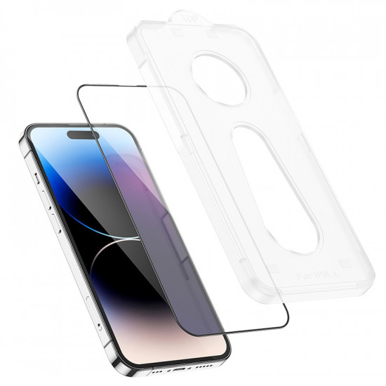 Tempered Glass Hoco A33 9Η Full Screen Protection 0.33mm για Apple iPhone 14 Pro με Οδηγό για Εύκολη Τοποθέτηση 37526