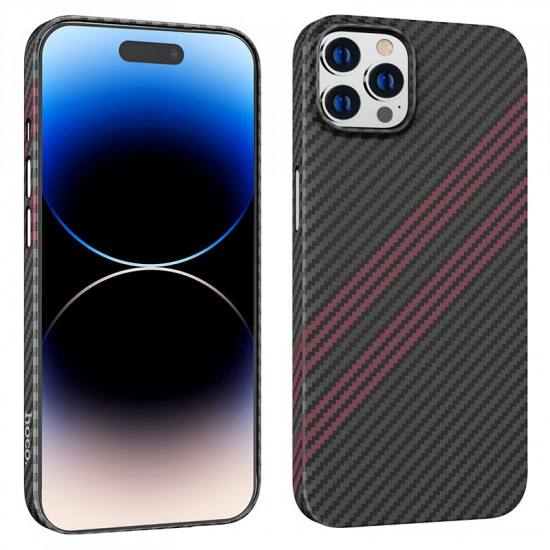 Θήκη Hoco Slim Kevlar Texture για Apple iPhone 14 Pro Max Μαύρο Κόκκινη 37529