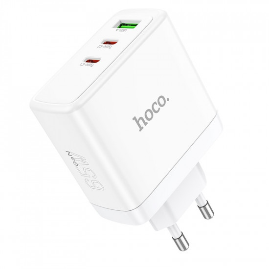 Φορτιστής Ταξιδίου Hoco N30 Glory Fast Charging PD65W QC3.0 2 x USB-C και 1 x USB 5V/3A Λευκός GaN Tech 39075