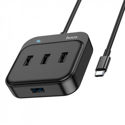 Hub USB-C Hoco HB31 Easy 4-in-1 με 1 x USB3.0 και 3 x USB2.0 Μαύρο 20cm 39064