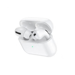 Wireless Hands Free Hoco. DES08 Plus TWS V5.0  300mAh και 3h Ώρες Λειτουργίας Λευκά με Μαύρο Silicon Sleeve 46267