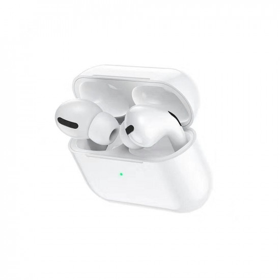 Wireless Hands Free Hoco. DES08 Plus TWS V5.0  300mAh και 3h Ώρες Λειτουργίας Λευκά με Μαύρο Silicon Sleeve 46267
