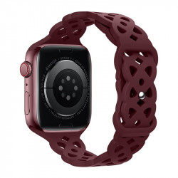 Watchband Hoco WA09 Flexible Rhombus Hollow 42/44/45/49mm για Apple Watch 1/2/3/4/5/6/7/8/SE/Ultra Red Wine Silicon Band 38254