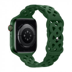 Watchband Hoco WA09 Flexible Rhombus Hollow 38/40/41mm για Apple Watch 1/2/3/4/5/6/7/8/SE Dark Green Silicon Band 38259