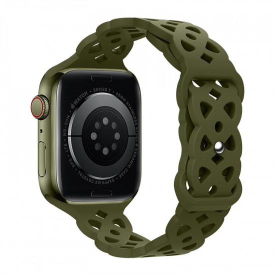 Watchband Hoco WA09 Flexible Rhombus Hollow 38/40/41mm για Apple Watch 1/2/3/4/5/6/7/8/SE Olive Green Silicon Band 38261